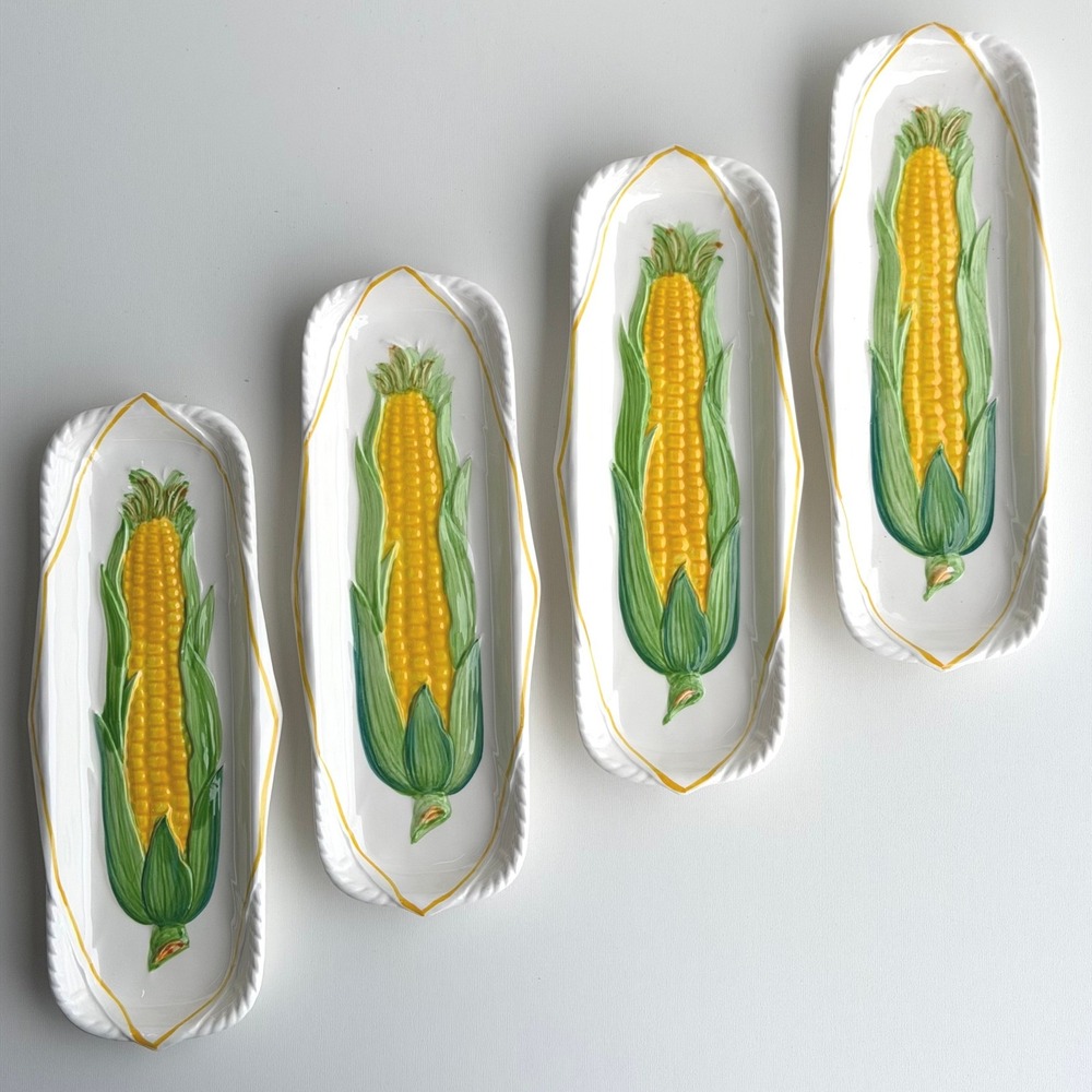 Vintage Shafford Corn-On-The-Cob Ceramic Serving Dishes Set of Four BBQ Cottage